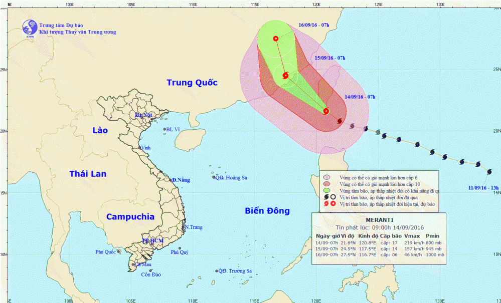 Tin về siêu bão gần Bắc Biển Đông (siêu bão Meranti)