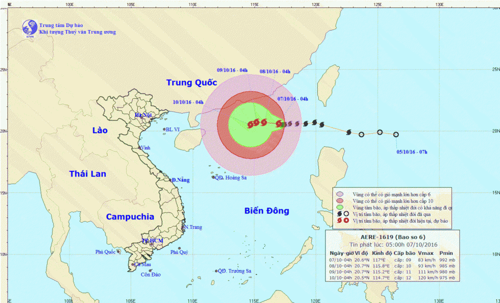 Tin bão trên Biển Đông - cơn bão số 6