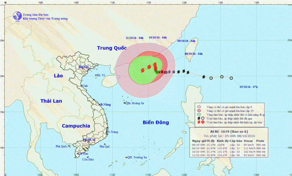 Tin bão trên Biển Đông (cơn bão số 6)
