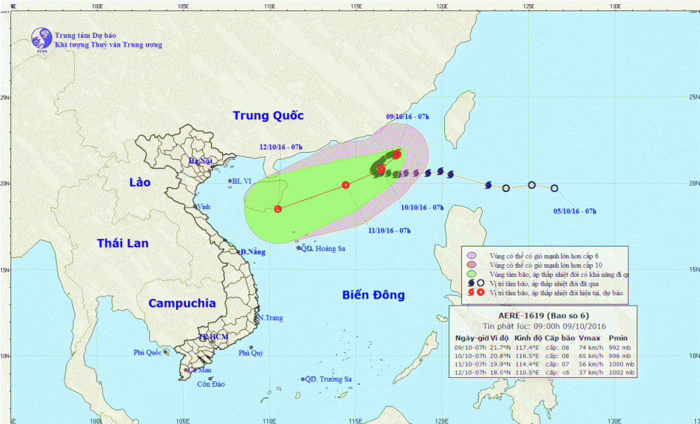 Tin bão trên Biển Đông (cơn bão số 6)