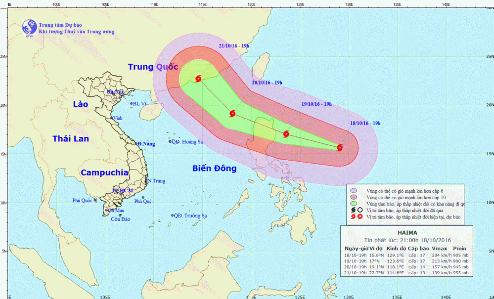 Tin về siêu bão Haima
