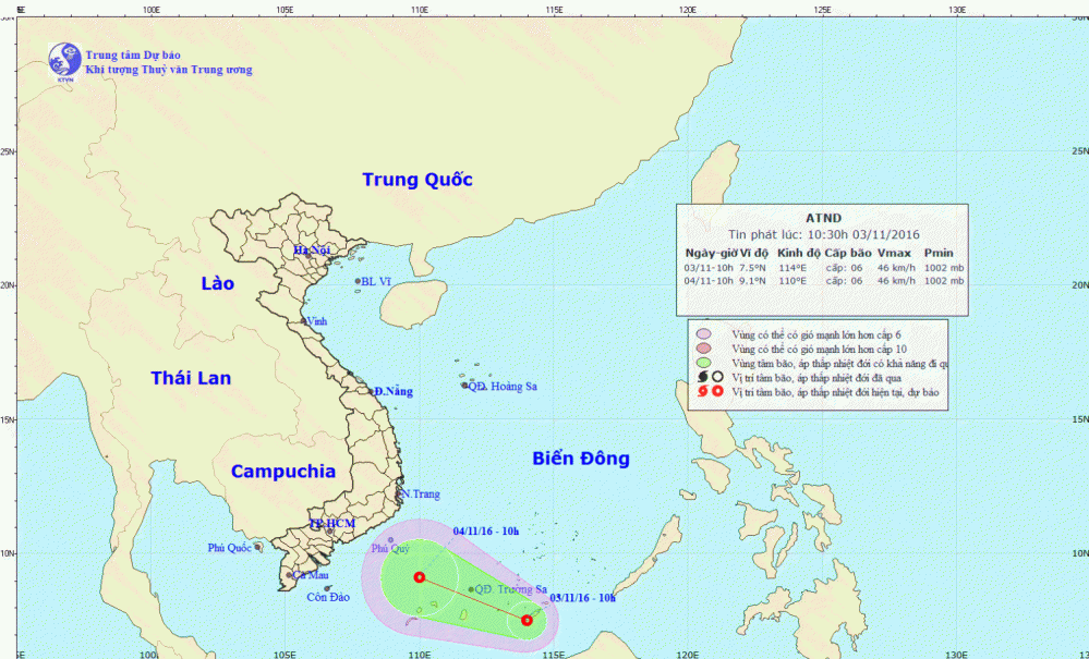 Tin áp thấp nhiệt đới trên Biển Đông