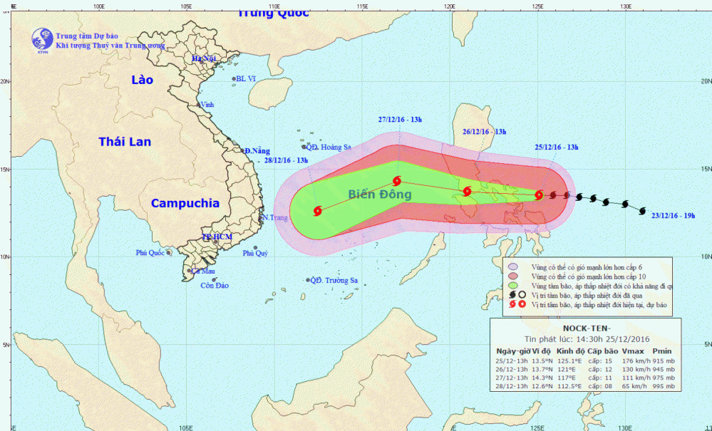 Tin bão gần Biển Đông (cơn bão Nock-Ten)