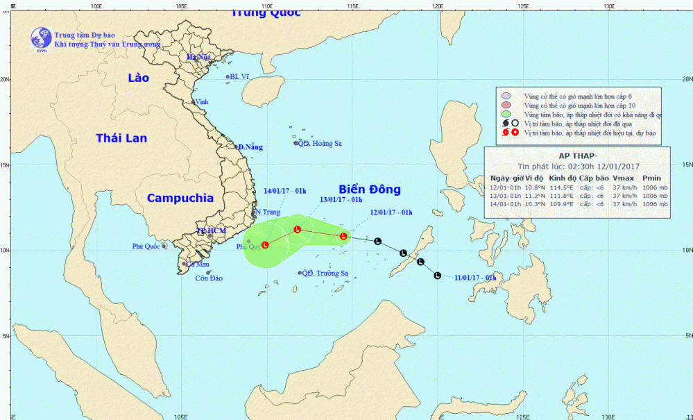 Tin về vùng áp thấp trên Biển Đông