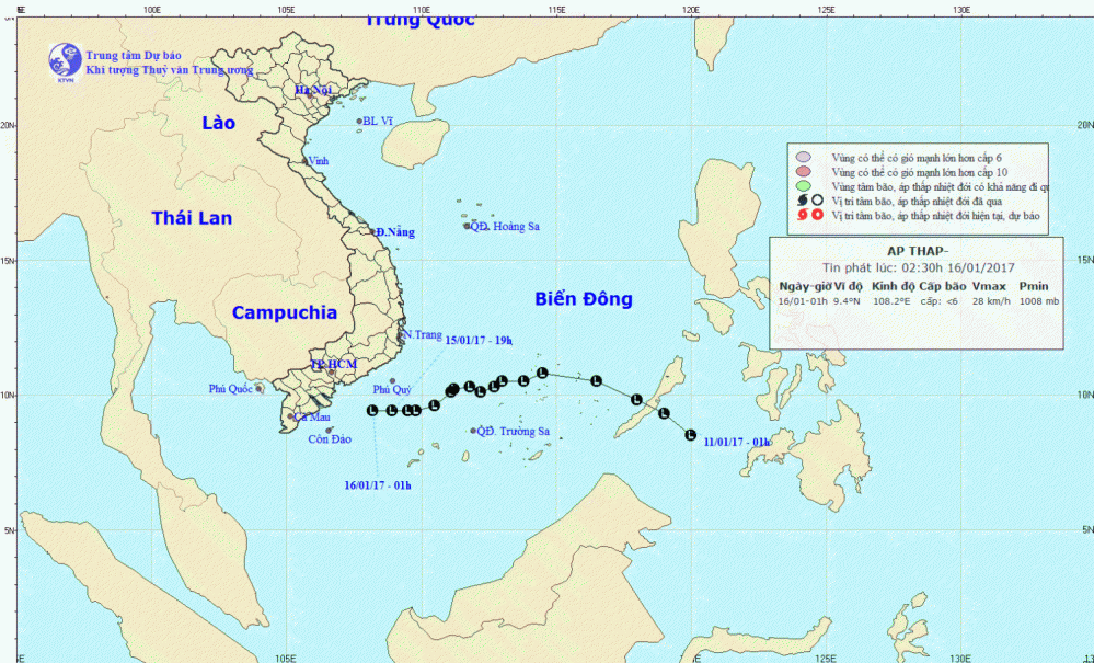 Tin về vùng áp thấp