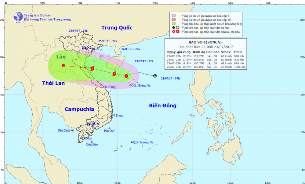 Tin bão gần bờ ( cơn bão số 4)