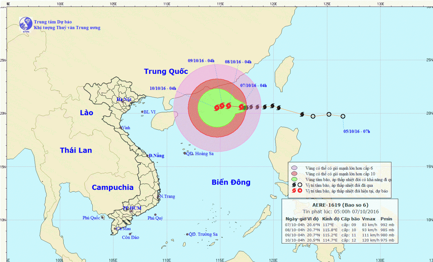 Tin bão trên Biển Đông - cơn bão số 6