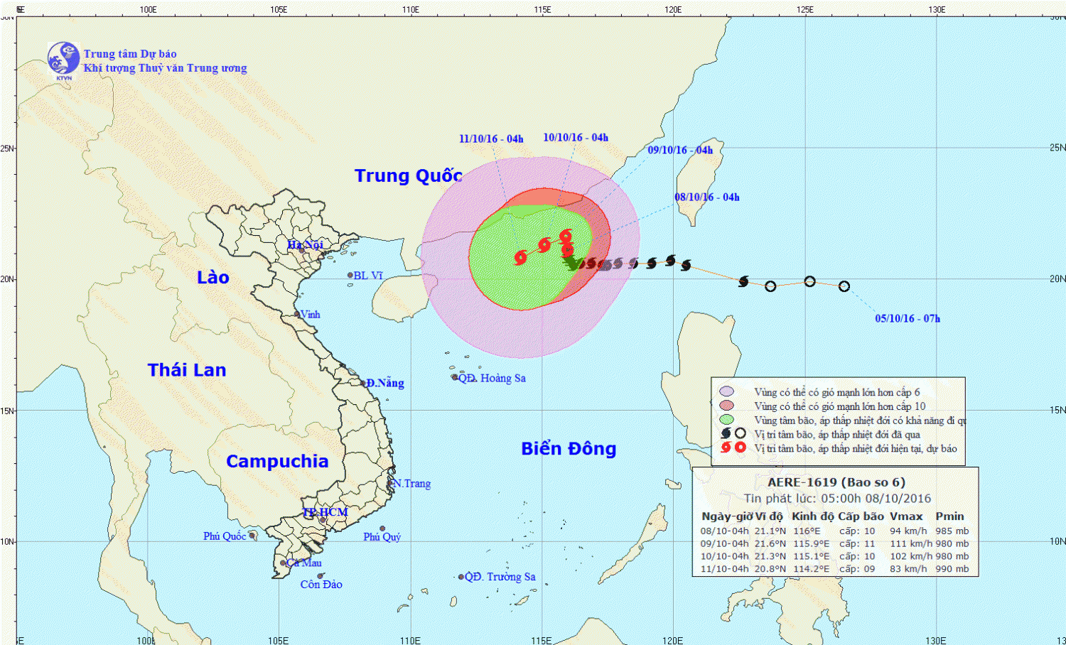 Tin bão trên Biển Đông (cơn bão số 6)
