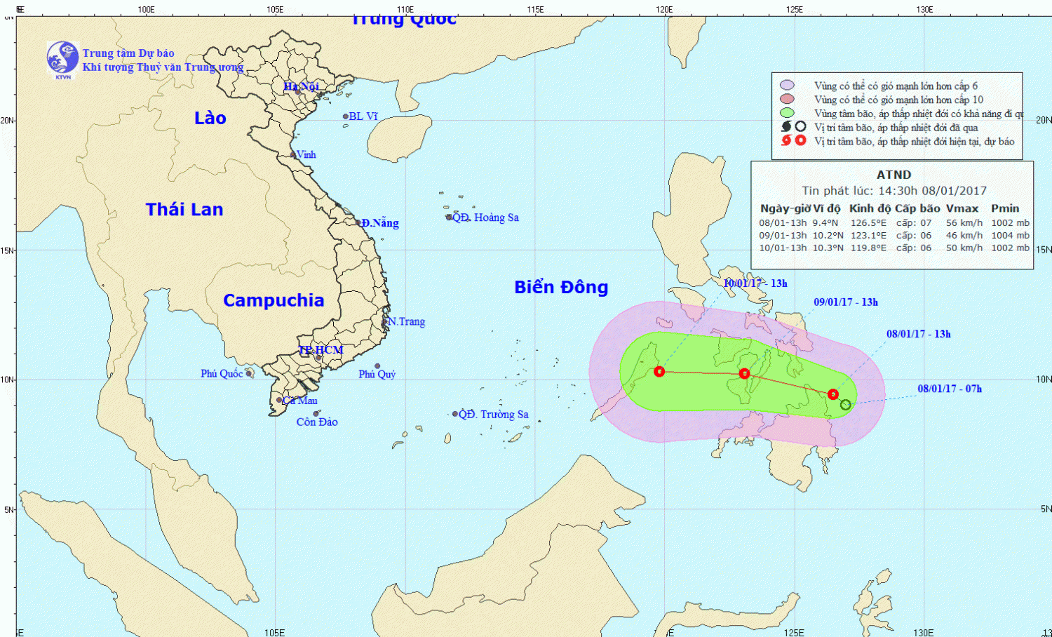 Tin áp thấp nhiệt đới gần Biển Đông