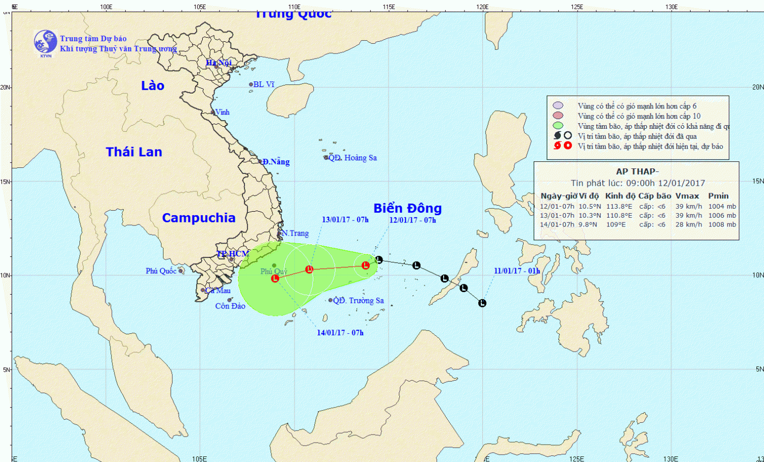 Tin về vùng áp thấp trên Biển Đông