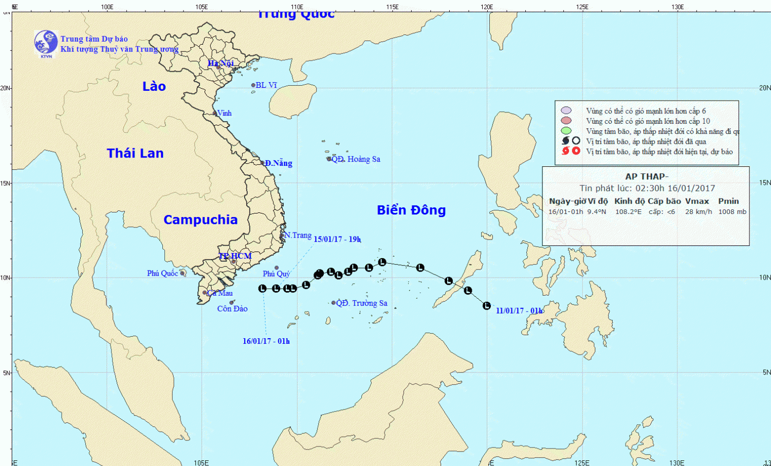 Tin về vùng áp thấp