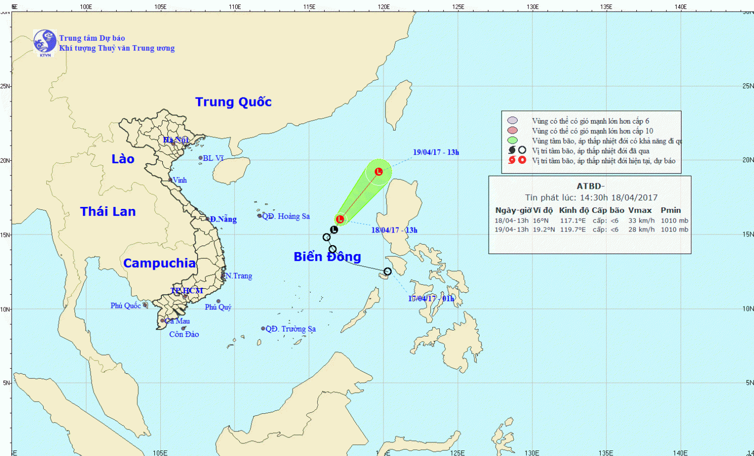 Tin về vùng áp thấp trên Biển Đông