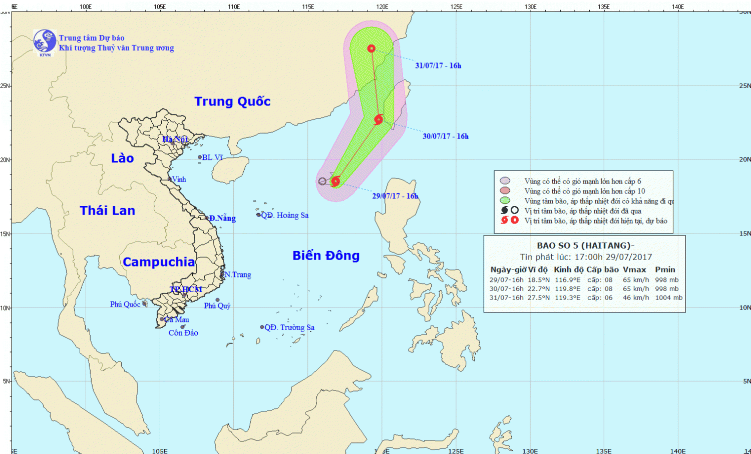 Tin bão trên Biển Đông (cơn bão số 5)