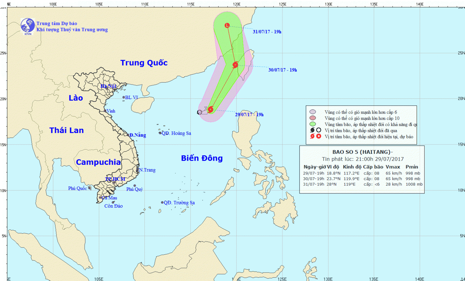 Tin bão trên Biển Đông (cơn bão số 5)