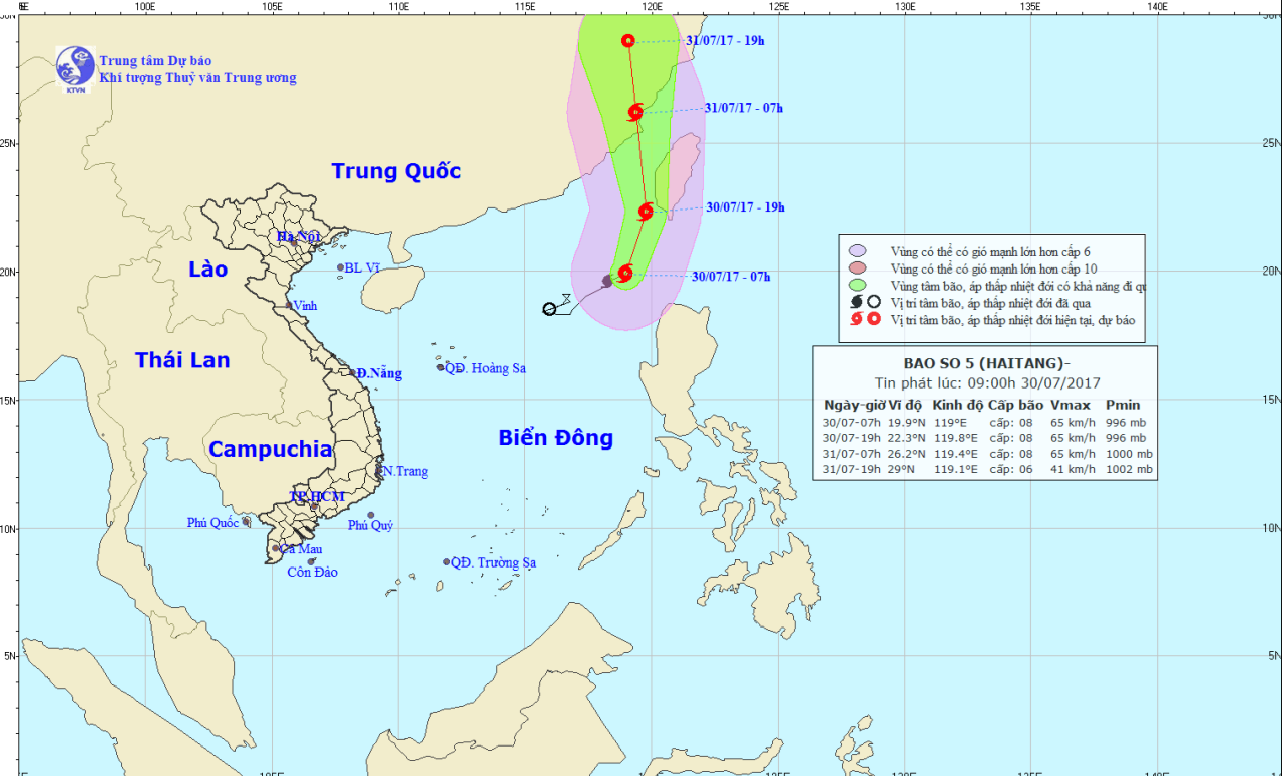 Tin bão trên Biển Đông (cơn bão số 5)