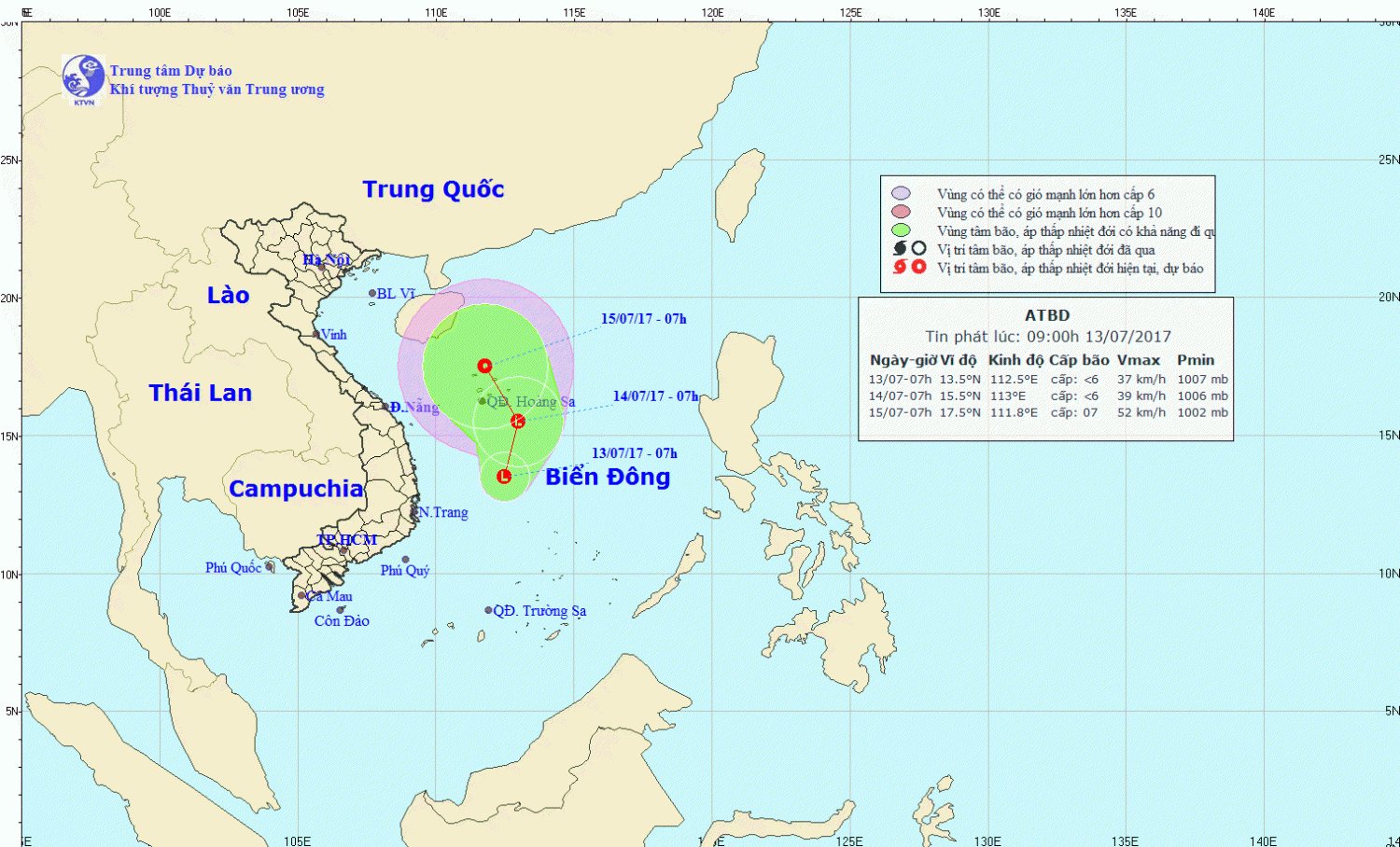 Tin về vùng áp thấp trên Biển Đông