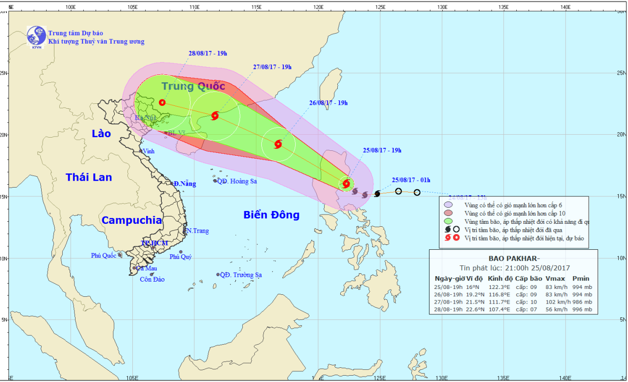 Tin bão gần Biển Đông (cơn bão Pakhar)