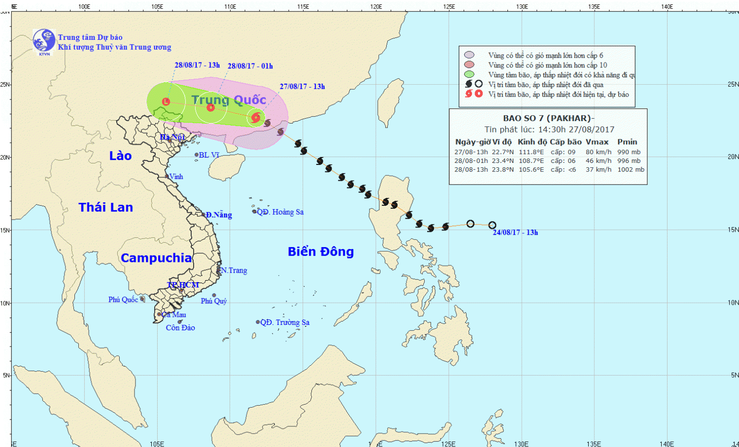 Tin bão trên đất liền (cơn bão số 7)