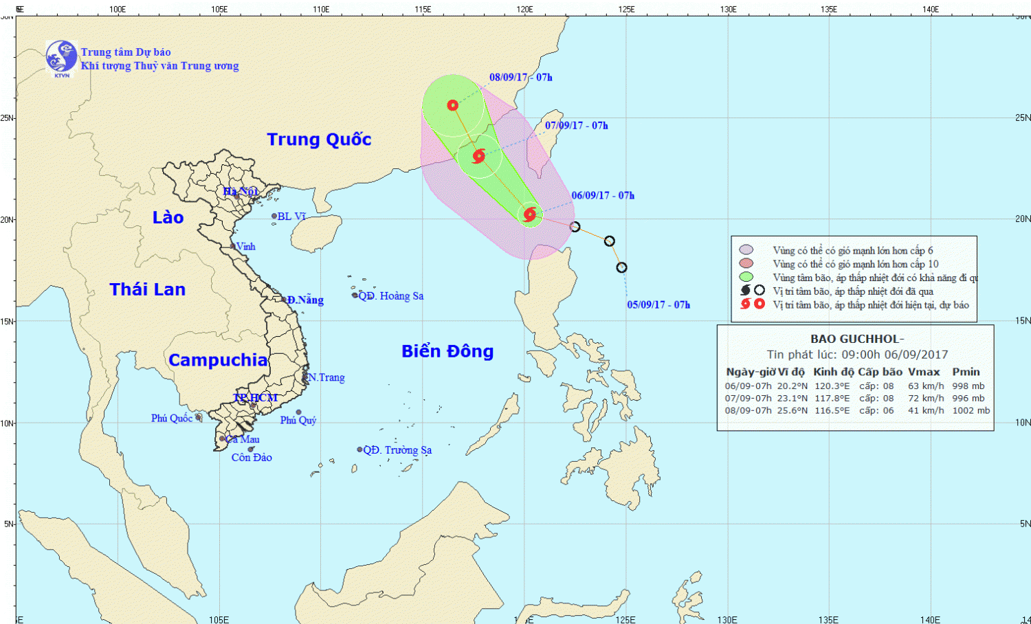 Tin bão gần Biển Đông (cơn bão Guchol)