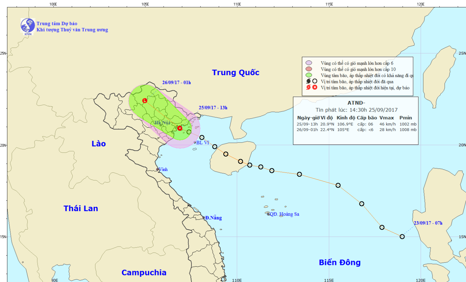 Tin áp thấp nhiệt đới trên đất liền