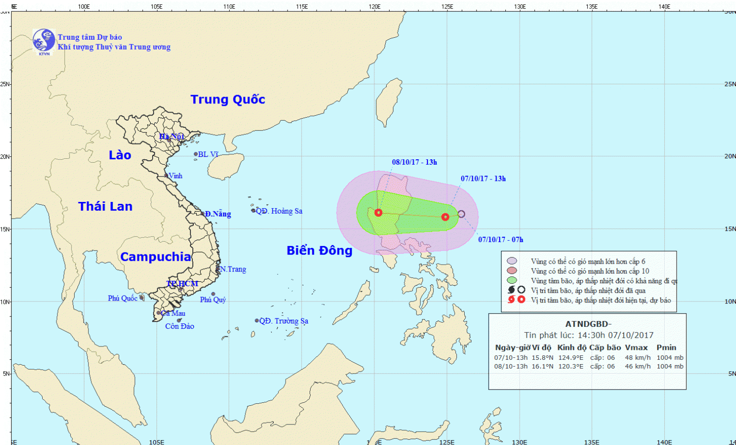 Tin áp thấp nhiệt đới gần Biển Đông