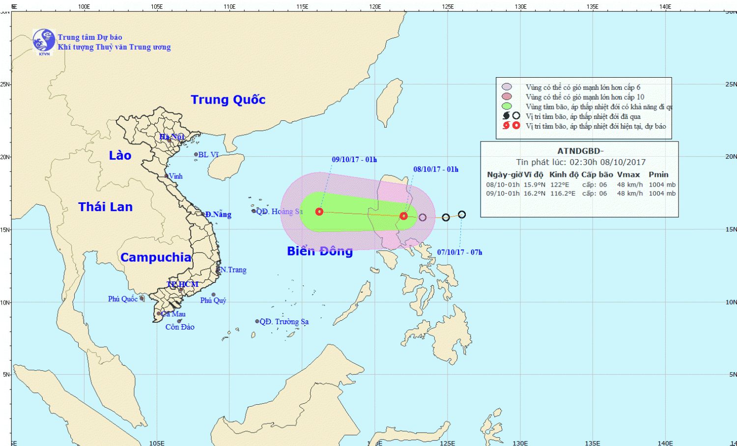 Tin áp thấp nhiệt đới gần Biển Đông