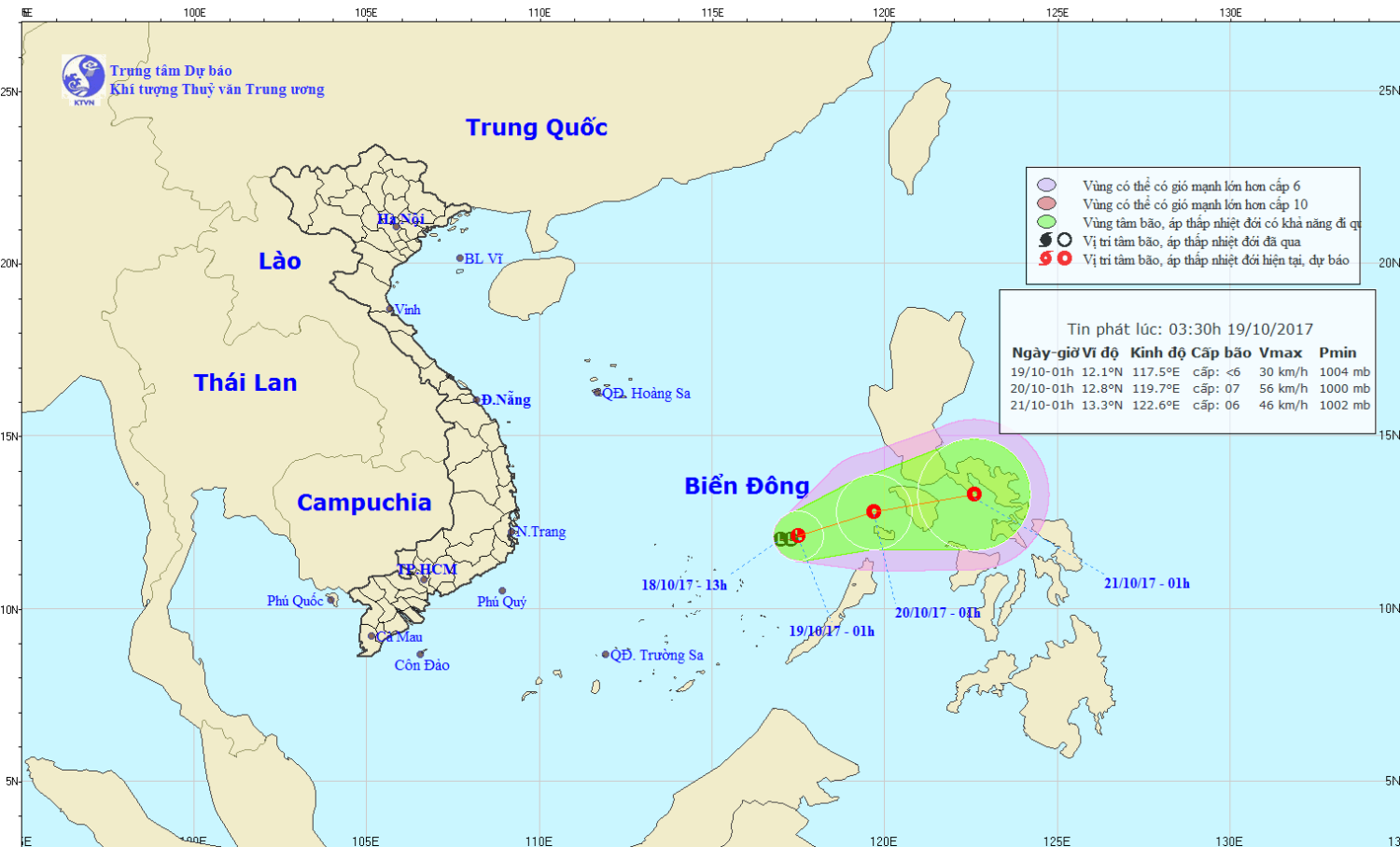 Tin về vùng áp thấp trên Biển Đông