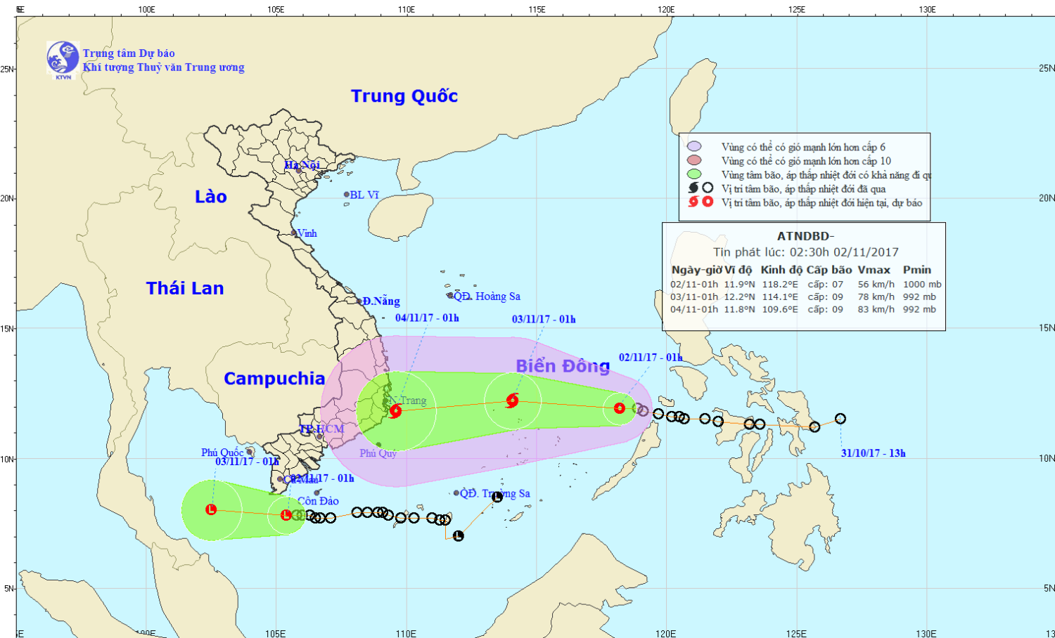 Tin áp thấp nhiệt đới gần bờ Nam Bộ và tin áp thấp nhiệt đới trên Biển Đông