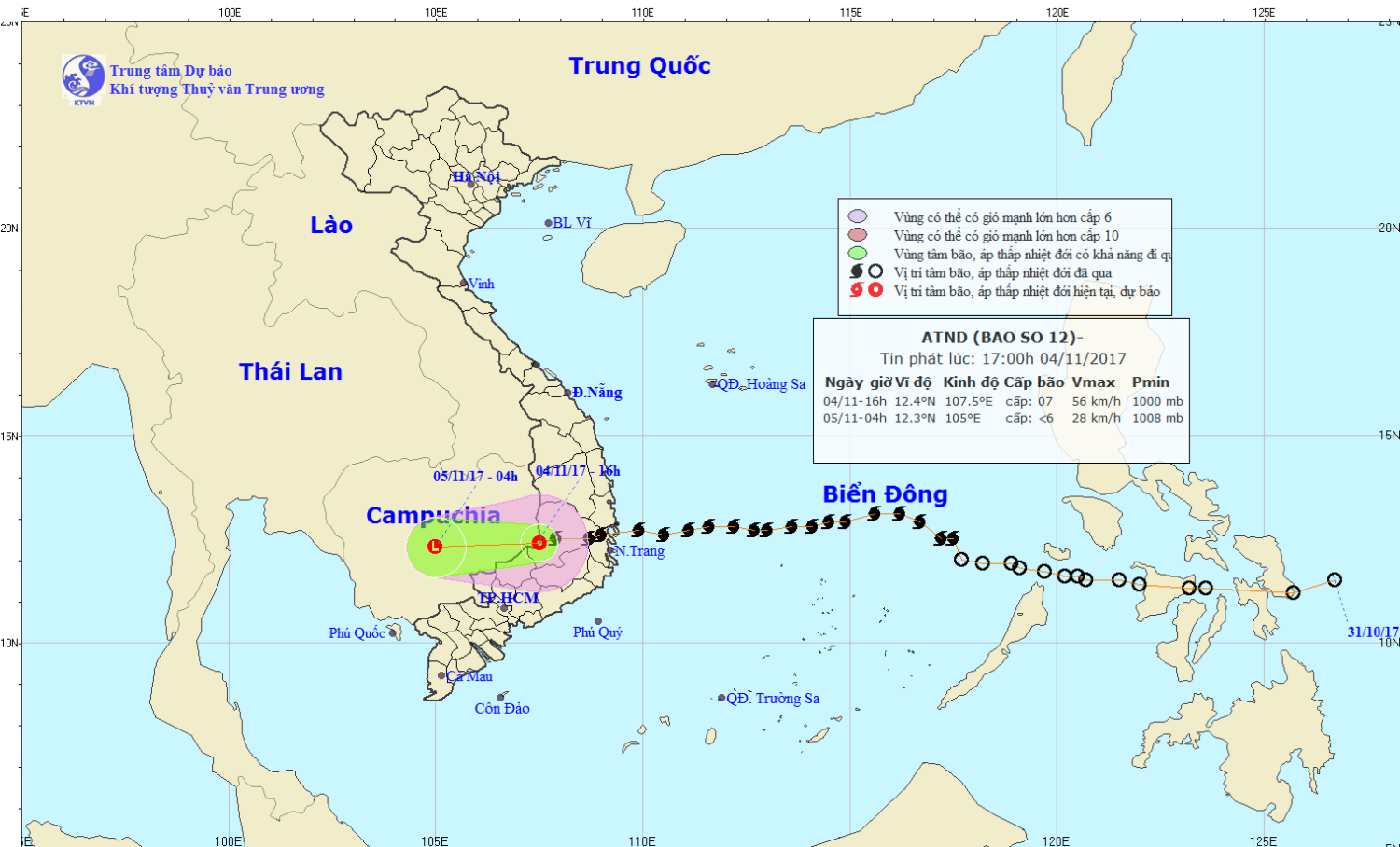 Tin bão trên đất liền (cơn bão số 12)