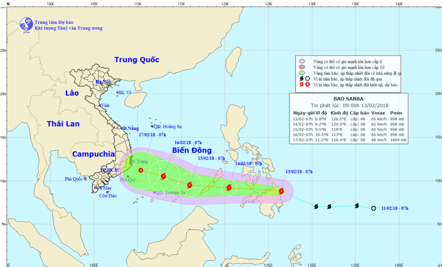 Tin bão gần Biển Đông (bão Sanba)