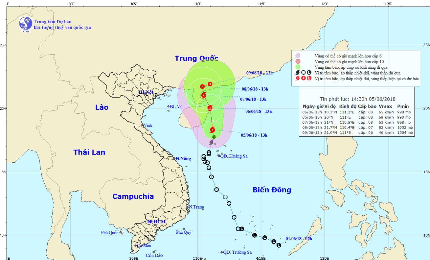 Tin bão gần bờ - cơn bão số 2 (14h30 ngày 05/6)
