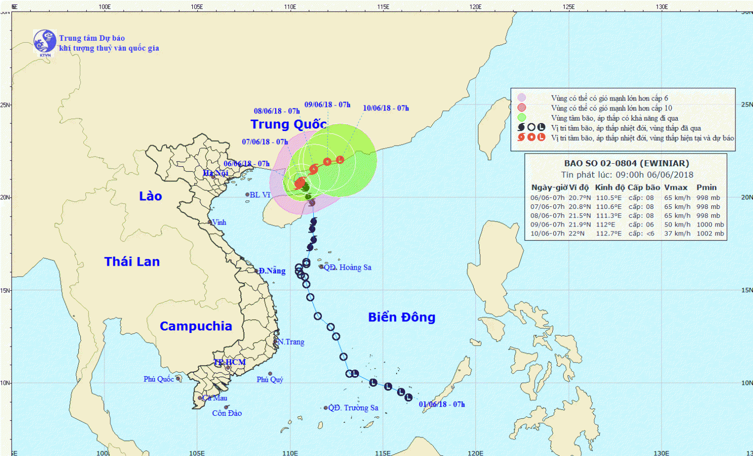 Tin bão gần bờ - cơn bão số 2 (09h00 ngày 06/6)