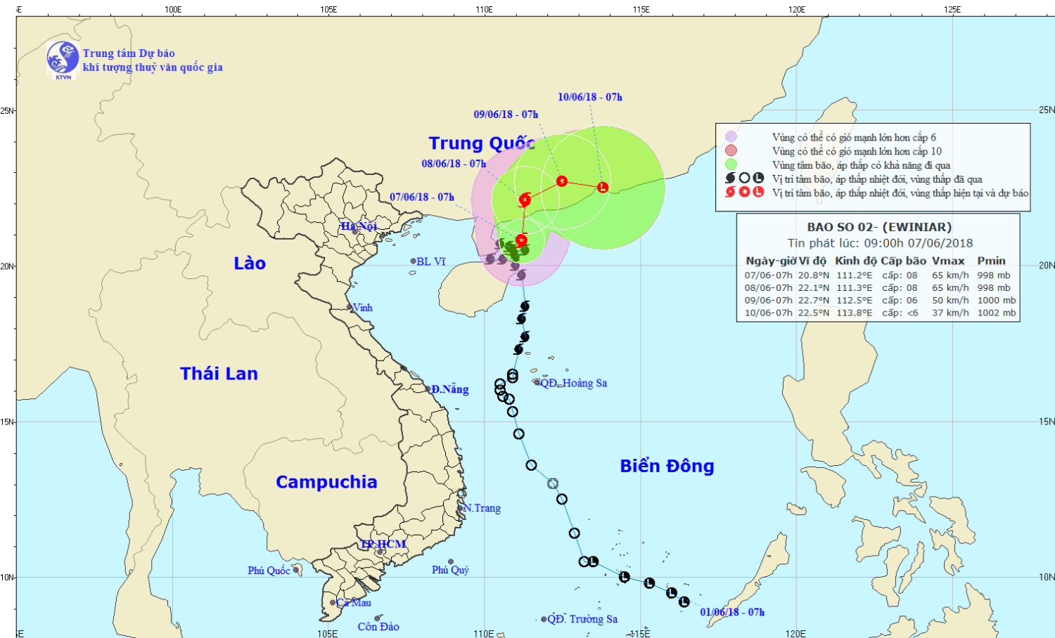 Tin bão gần bờ - cơn bão số 02 (09h00 ngày 07/6)