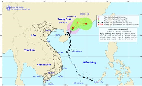 Tin bão gần bờ - cơn bão số 02 (23h00 ngày 07/6)