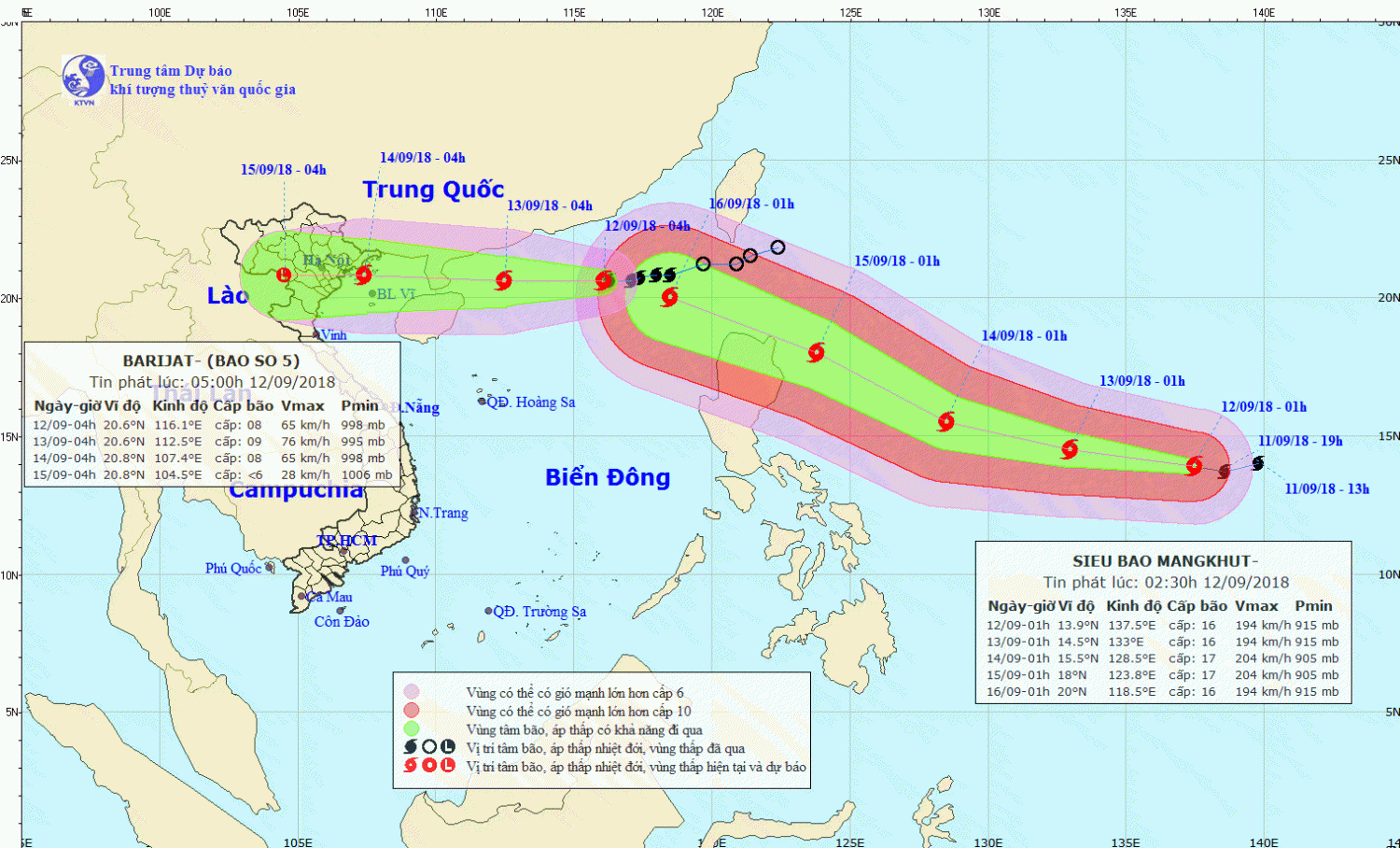 Tin bão gần bờ - cơn bão số 5 (05h00 ngày 12/9)