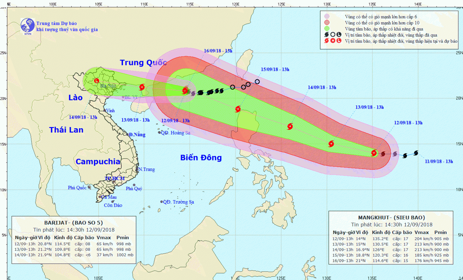 Tin bão gần bờ - cơn bão số 5 (14h30 ngày 12/9)