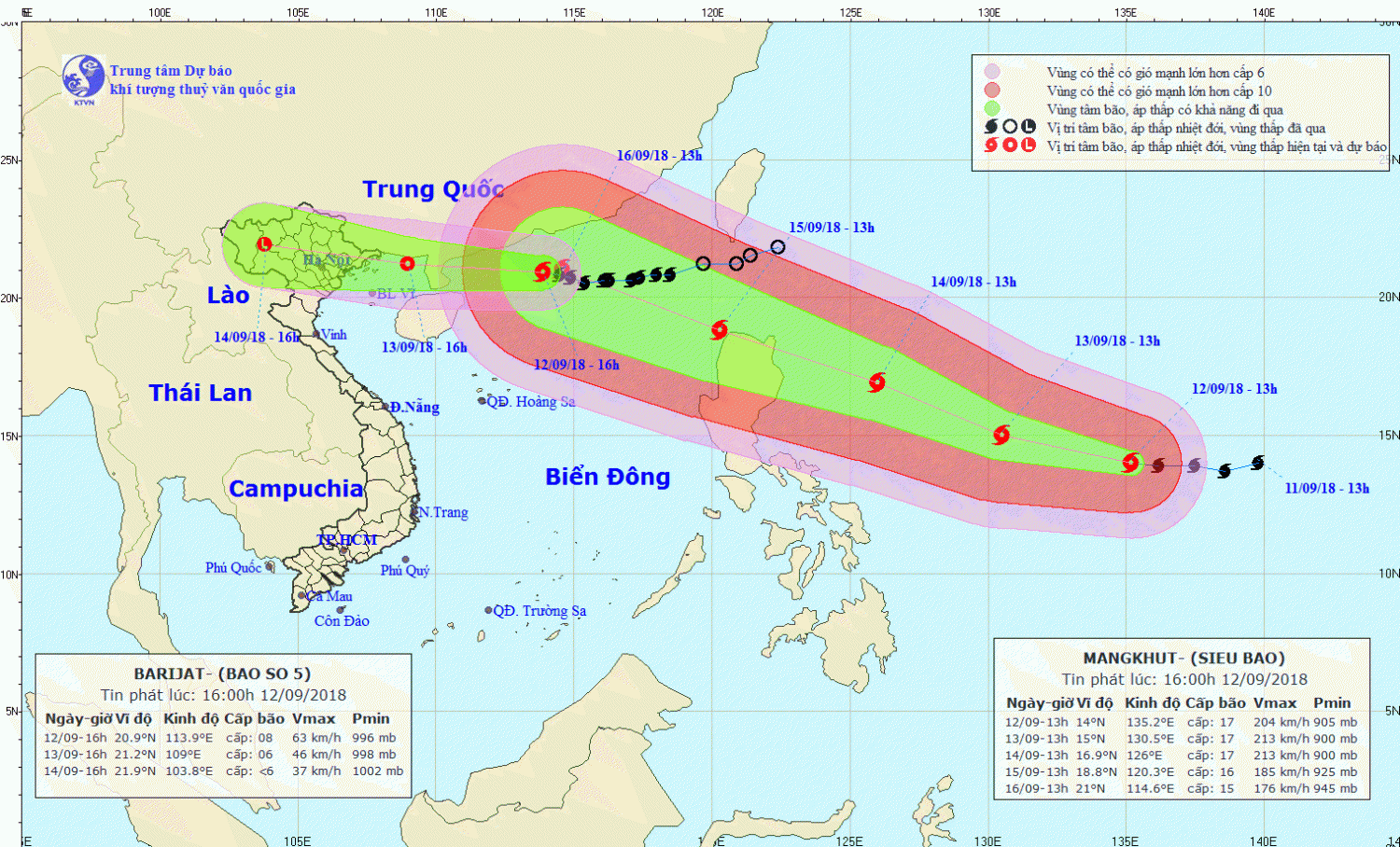 Tin bão gần bờ - cơn bão số 5 (17h00 ngày 12/9)