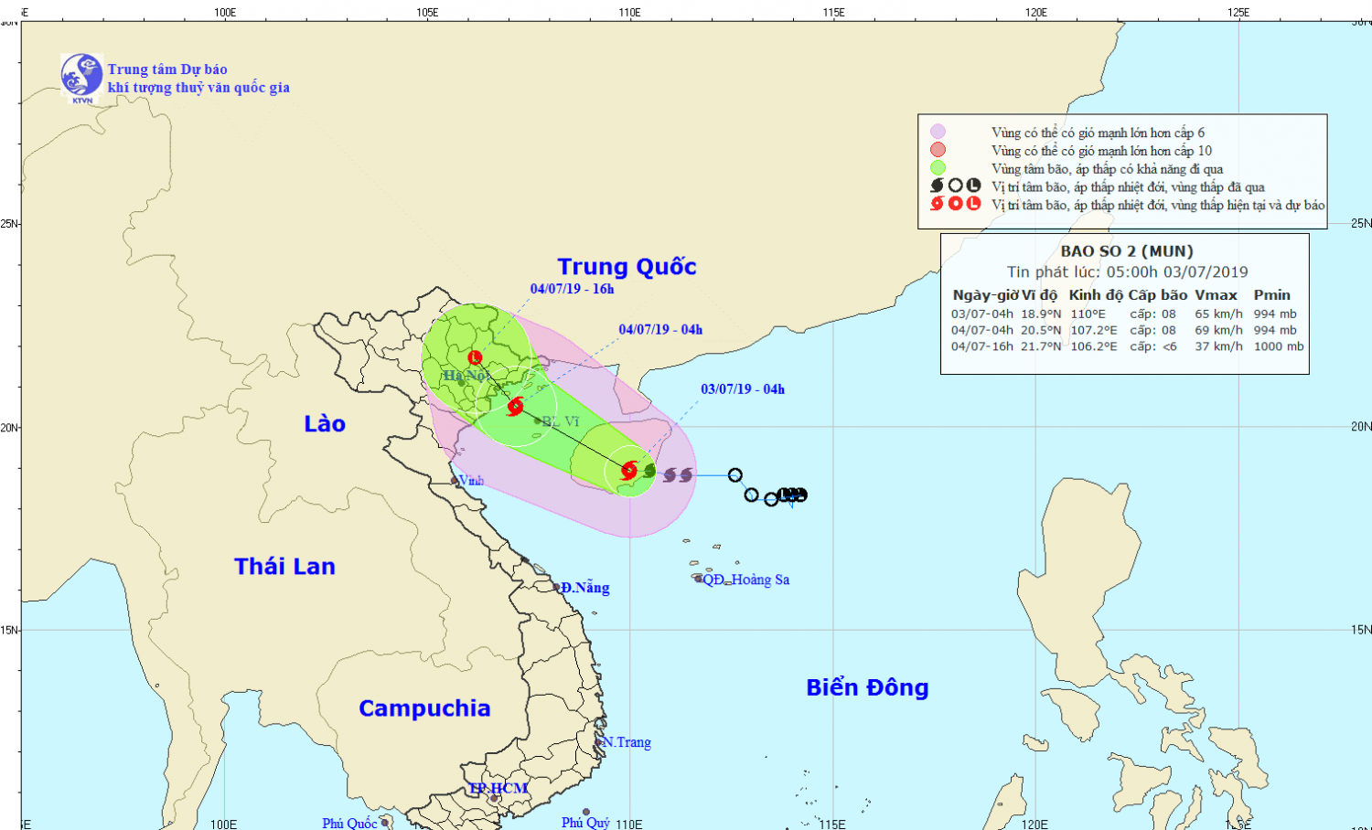 Tin bão khẩn cấp - cơn bão số 2 (05h00 ngày 03/7)