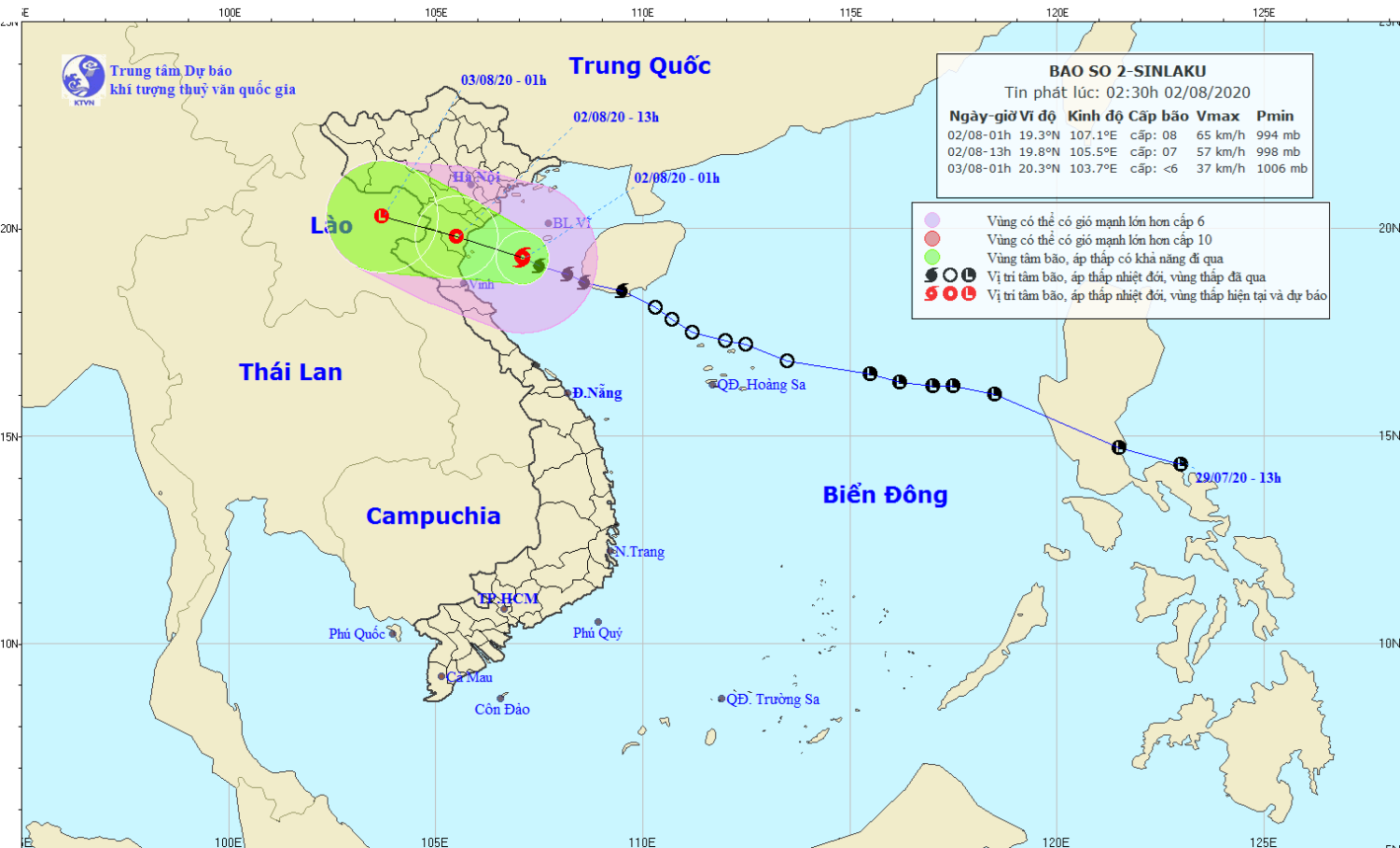Tin bão khẩn cấp - cơn bão số 02 (02h30 ngày 02/8)