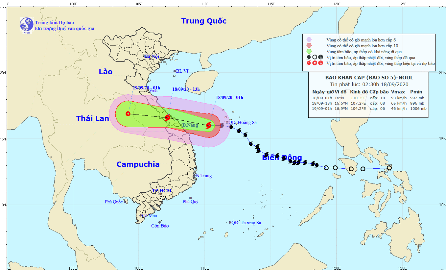 Tin bão khẩn cấp - cơn bão số 05 (02h30 ngày 18/9)