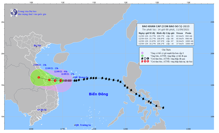 bão số 5 lúc 14h ngày 11 9