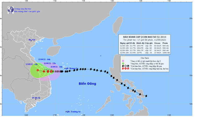 bão số 5 lúc 17h ngày 11 9